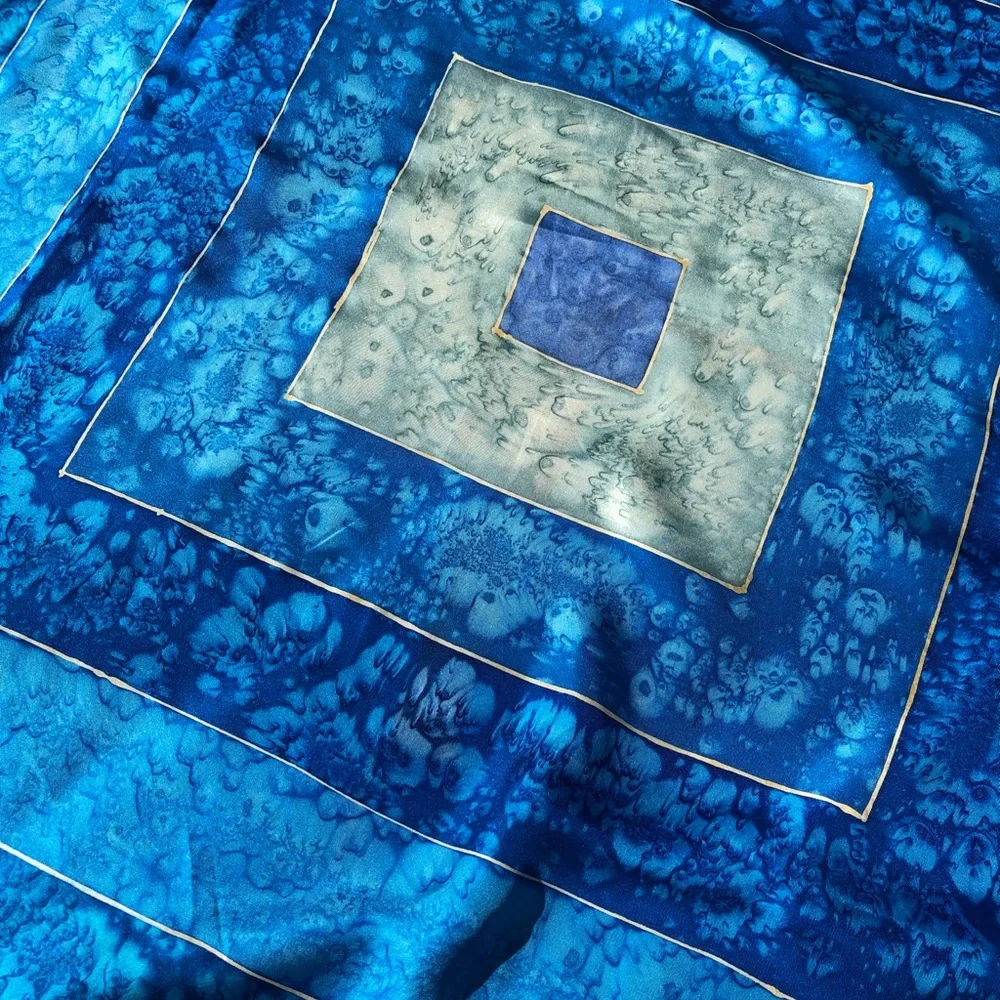 Hand Dyed Blue 100% Silk Scarf